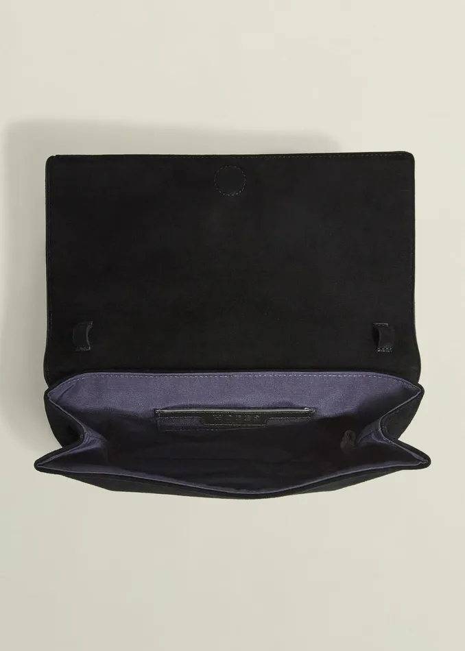 Women Renata Suede Clutch Bag Black Hobbs Bags