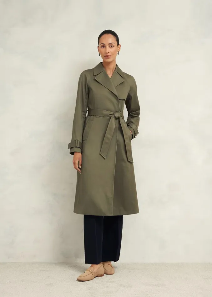 Women Rhian Shower Resistant Trench Coat Olive Green Hobbs Coats and Jackets