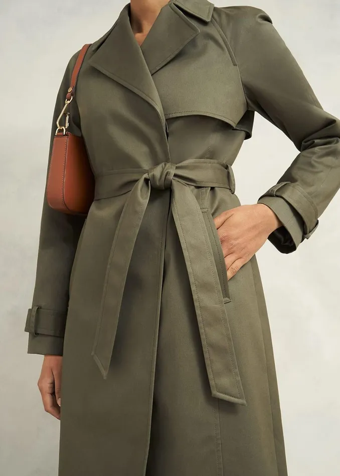 Women Rhian Shower Resistant Trench Coat Olive Green Hobbs Coats and Jackets