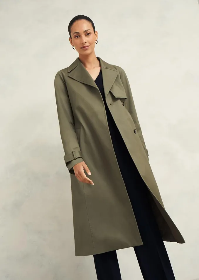 Women Rhian Shower Resistant Trench Coat Olive Green Hobbs Coats and Jackets