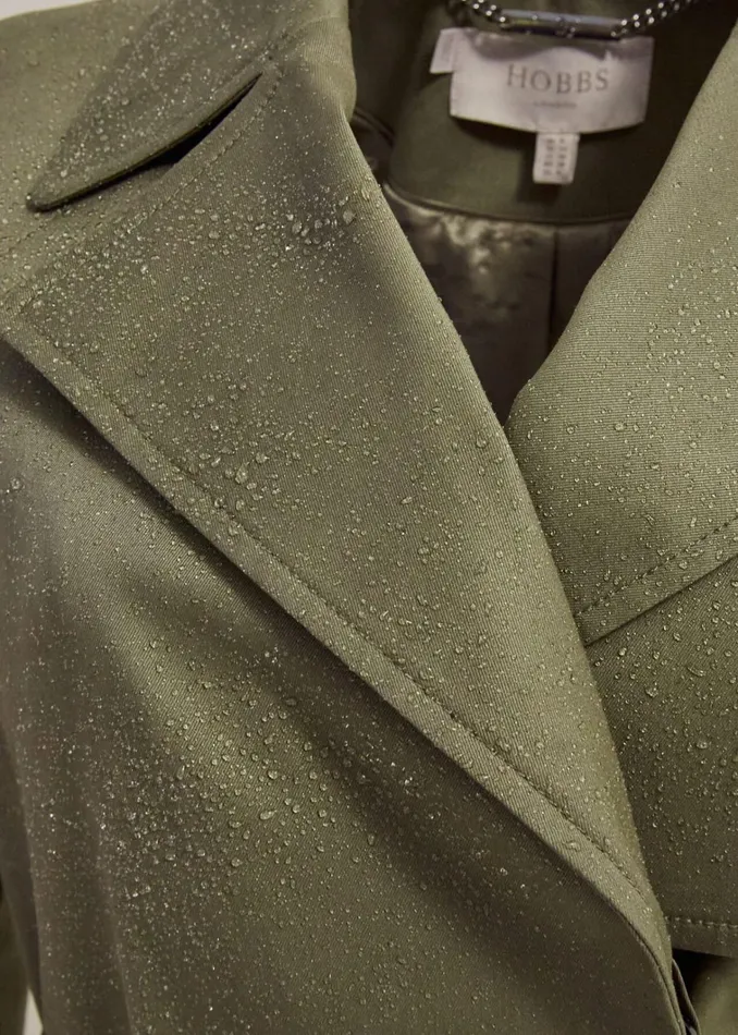 Women Rhian Shower Resistant Trench Coat Olive Green Hobbs Coats and Jackets