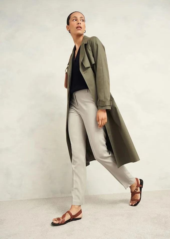 Women Rhian Shower Resistant Trench Coat Olive Green Hobbs Coats and Jackets
