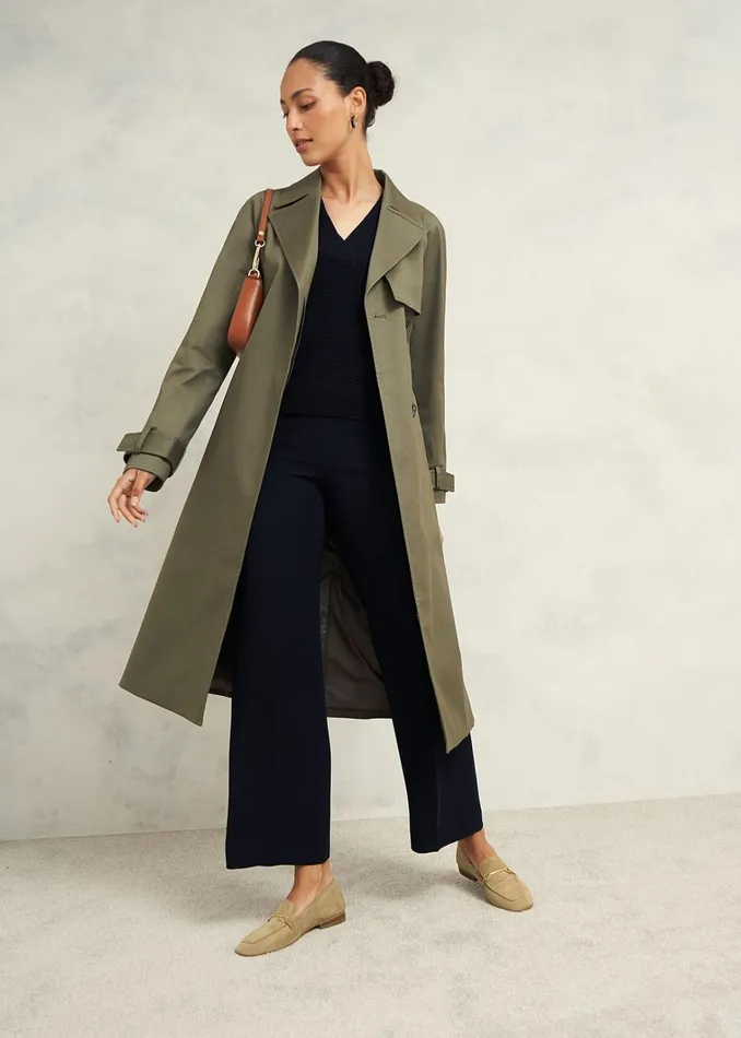 Women Rhian Shower Resistant Trench Coat Olive Green Hobbs Coats and Jackets