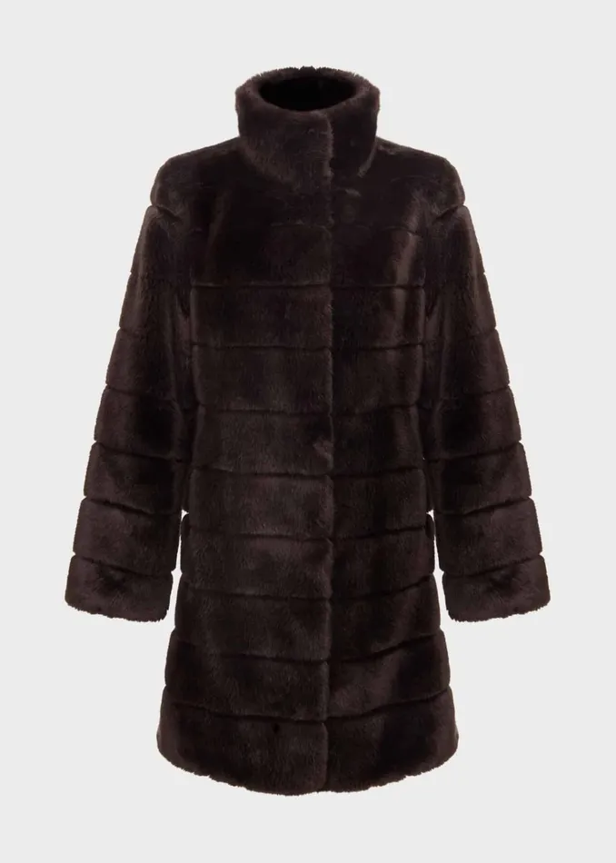 Women Ros Faux Fur Coat Chocolate Hobbs Coats and Jackets