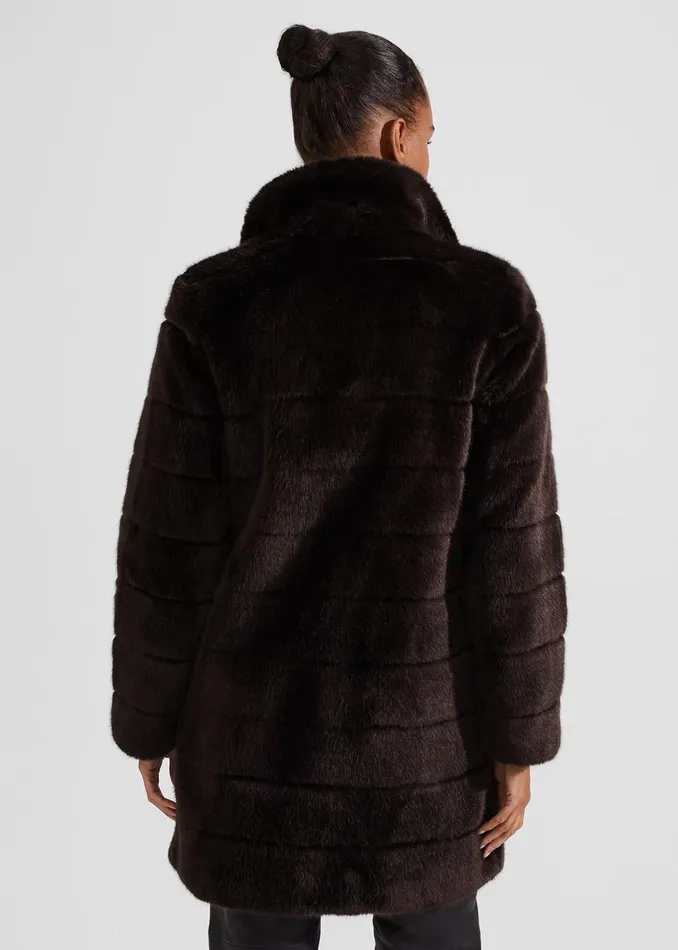Women Ros Faux Fur Coat Chocolate Hobbs Coats and Jackets