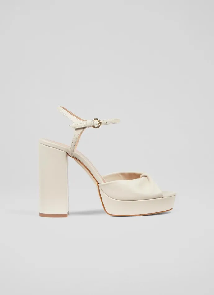 Women Rosa Cream Leather Platform Sandals Ecru LKBennett Sandals