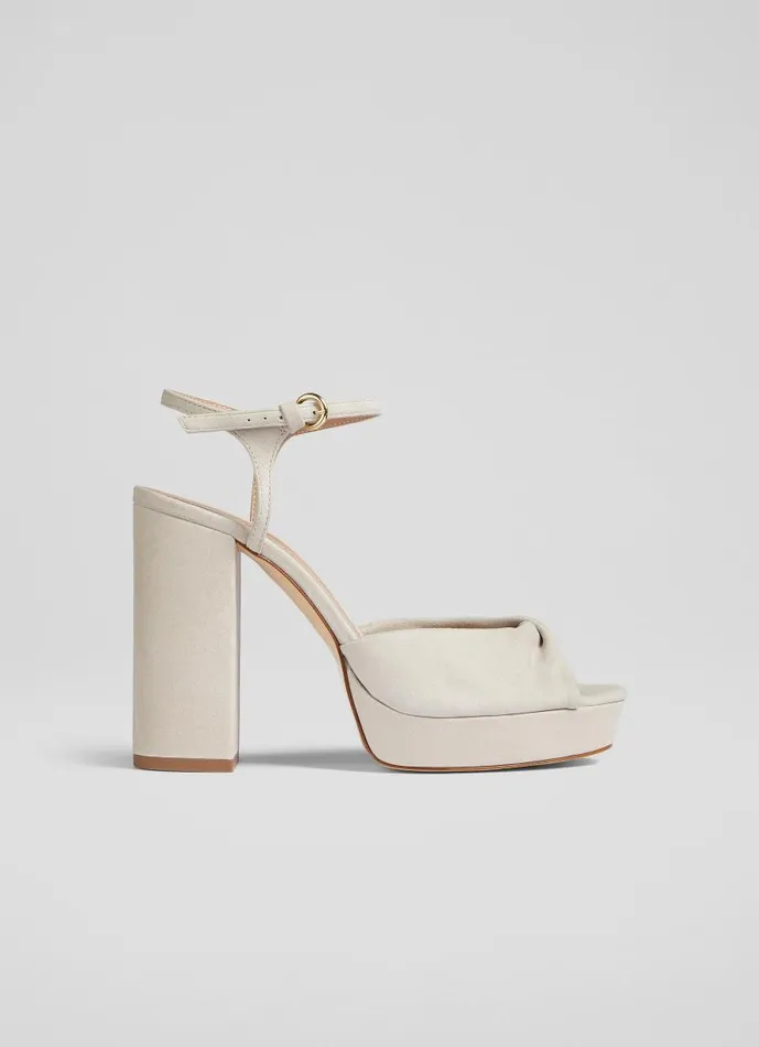 Women Rosa Metallic Suede Platform Sandals Pearlised Grey LKBennett Sandals