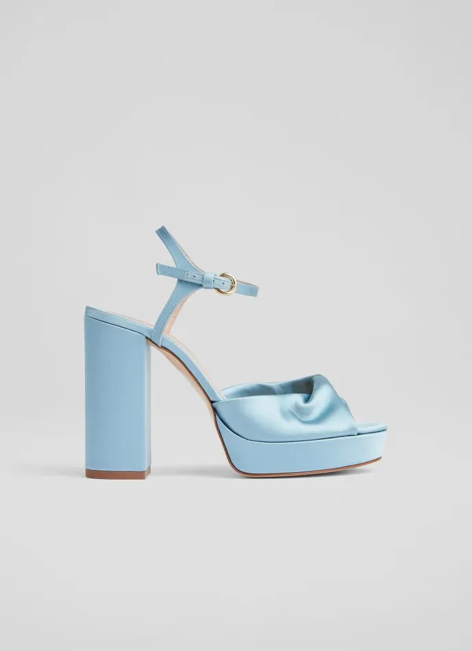 Women Rosa Pale Blue Satin Platform Sandals Light Blue LKBennett Sandals
