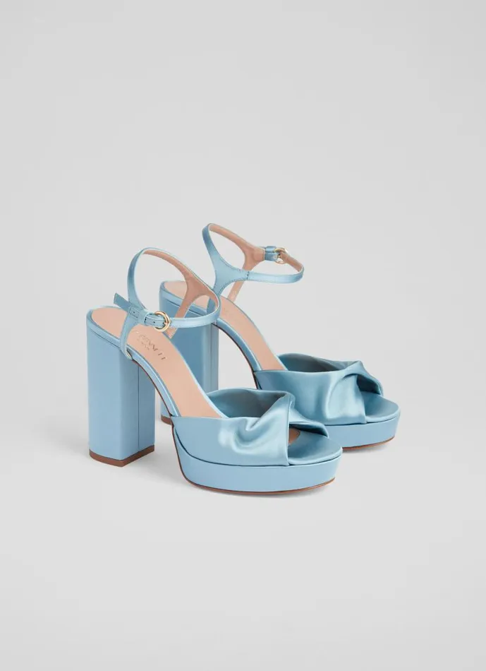 Women Rosa Pale Blue Satin Platform Sandals Light Blue LKBennett Sandals Women Rosa Pale Blue Satin Platform Sandals Light Blue LKBennett Sandals