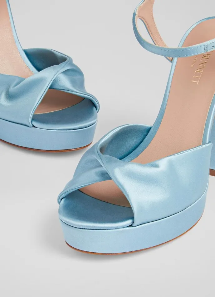 Women Rosa Pale Blue Satin Platform Sandals Light Blue LKBennett Sandals Women Rosa Pale Blue Satin Platform Sandals Light Blue LKBennett Sandals