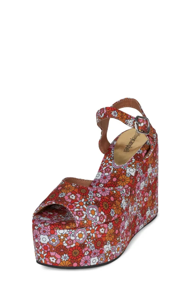 Women Sandal Jeffrey Campbell DAZING Red Pink Multi Floral
