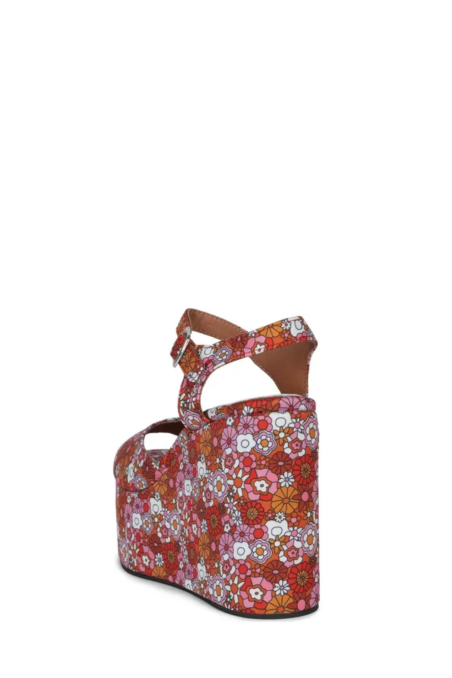 Women Sandal Jeffrey Campbell DAZING Red Pink Multi Floral