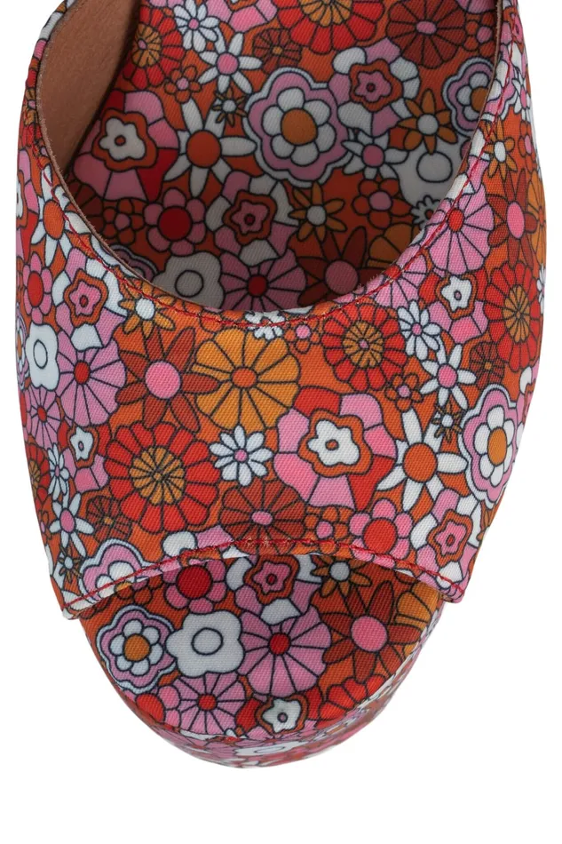 Women Sandal Jeffrey Campbell DAZING Red Pink Multi Floral