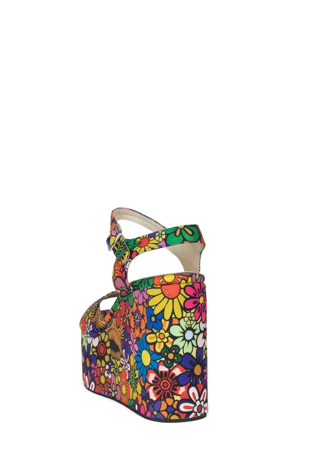 Women Sandal Jeffrey Campbell DAZING Red Pink Multi Floral