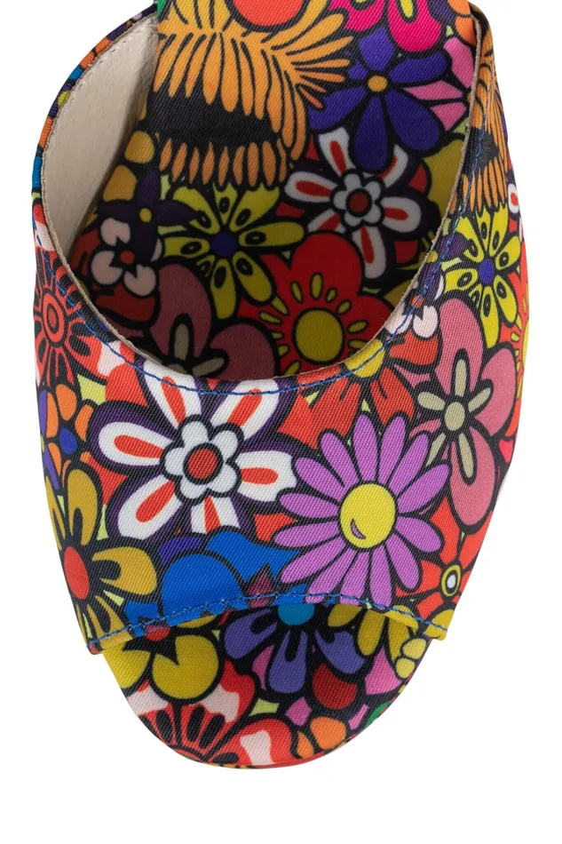 Women Sandal Jeffrey Campbell DAZING Red Pink Multi Floral