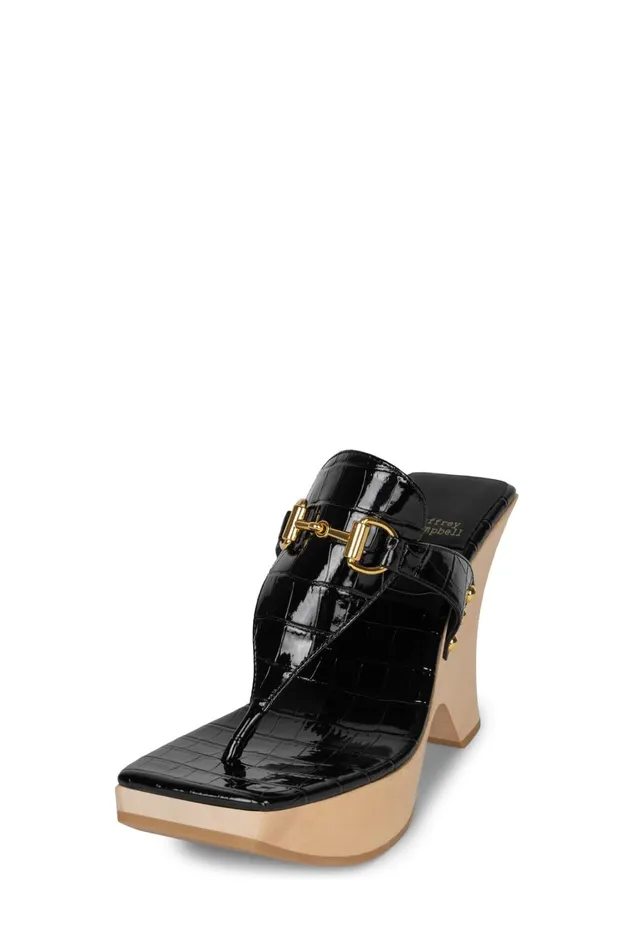 Women Sandal Jeffrey Campbell HAZY Black Croco Gold