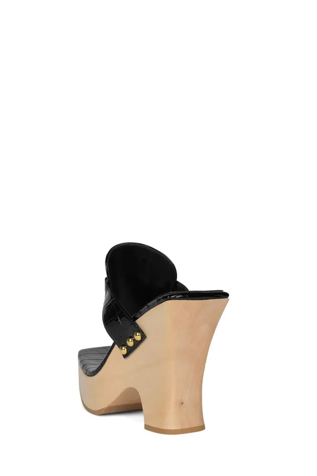 Women Sandal Jeffrey Campbell HAZY Black Croco Gold