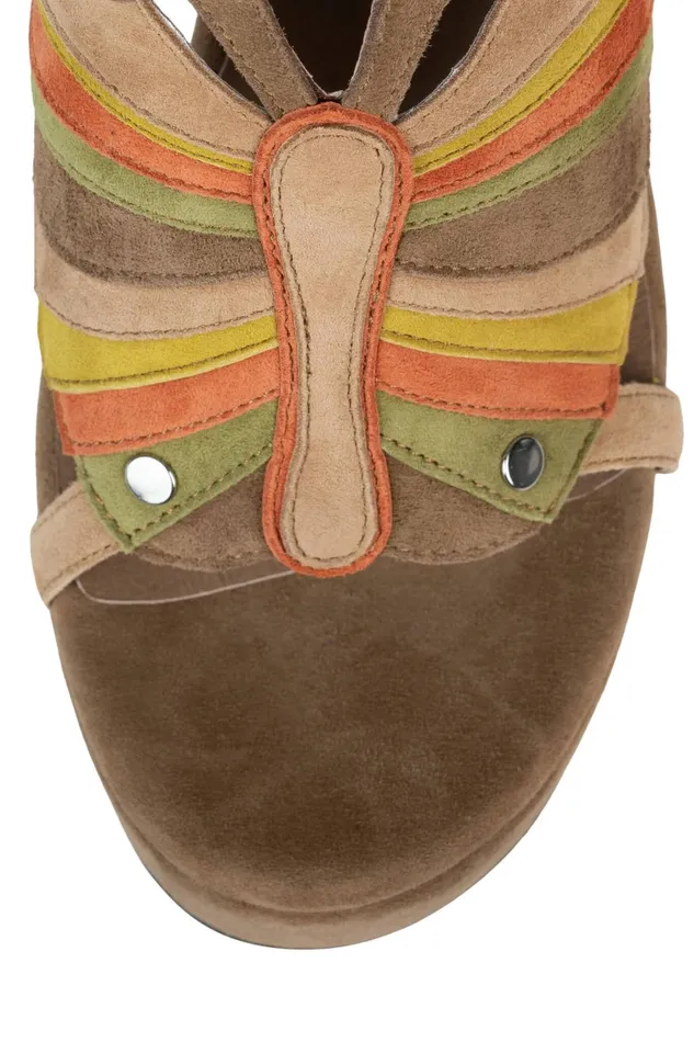 Women Sandal Jeffrey Campbell MONARCHS Brown Yellow Suede Combo