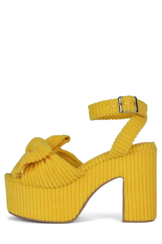 Women Sandal Jeffrey Campbell PICNIC Yellow Stripe Terrycloth