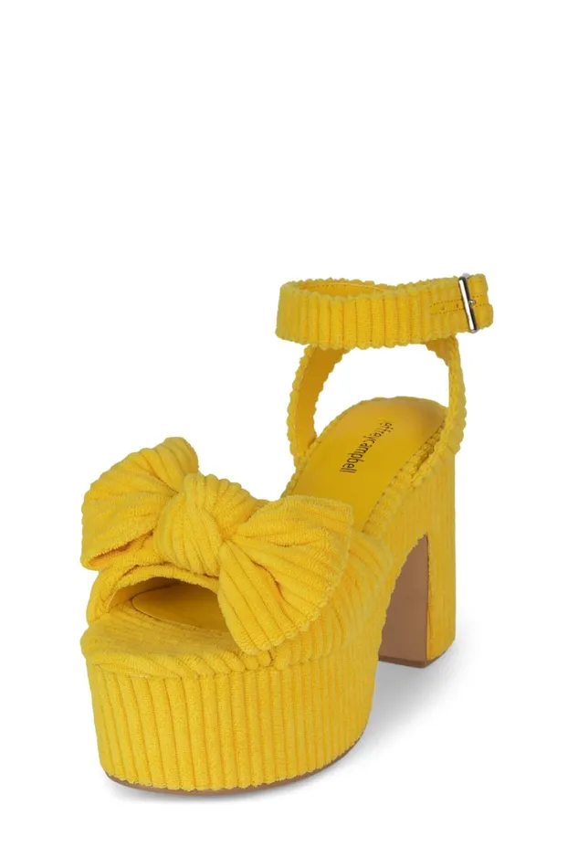 Women Sandal Jeffrey Campbell PICNIC Yellow Stripe Terrycloth