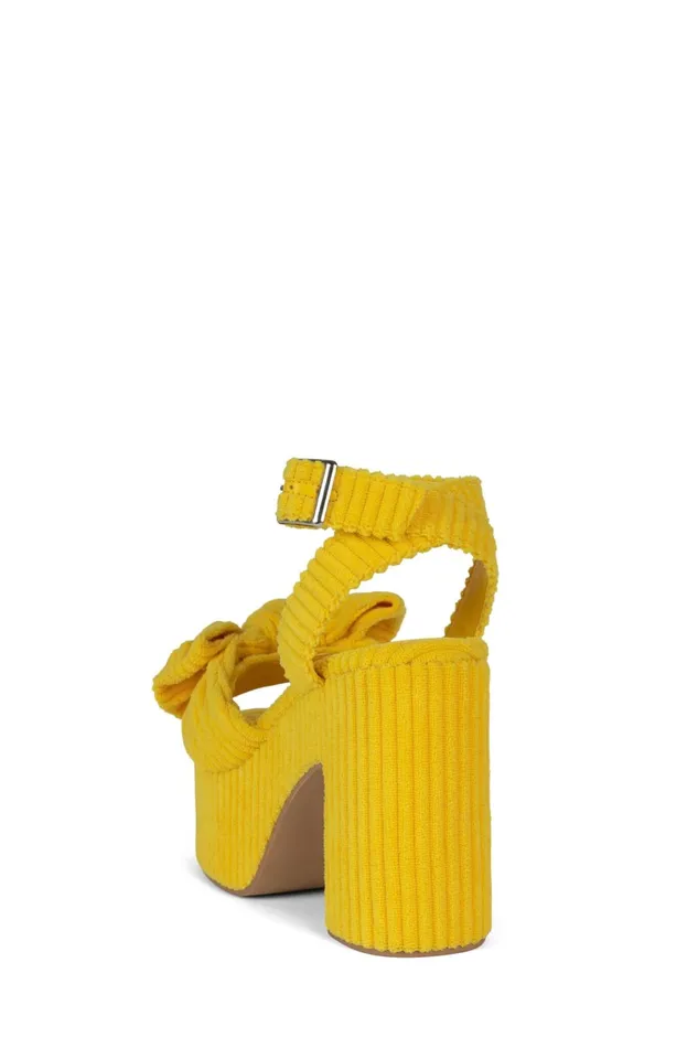 Women Sandal Jeffrey Campbell PICNIC Yellow Stripe Terrycloth