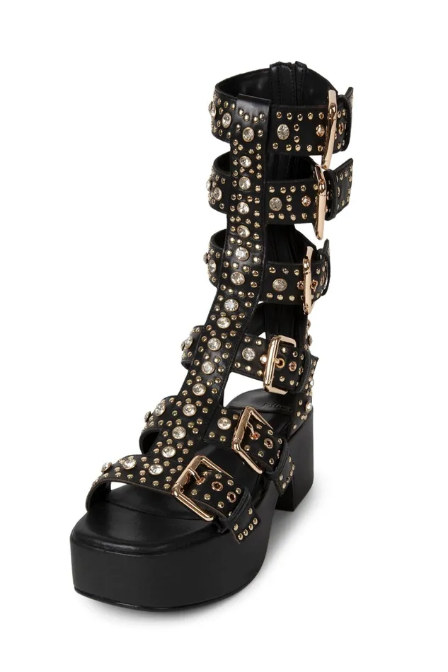 Women Sandal Jeffrey Campbell RAMONES Black Gold