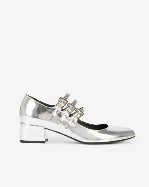 Women Sandals and Ballerinas The Kooples Silver Leather Heeled TBar Shoes Silver