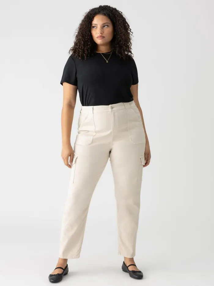 Women Sculpted Hayden Cargo Standard Rise Pant Toasted Almond Inclusive Collection Sanctuary Clothing Inclusive