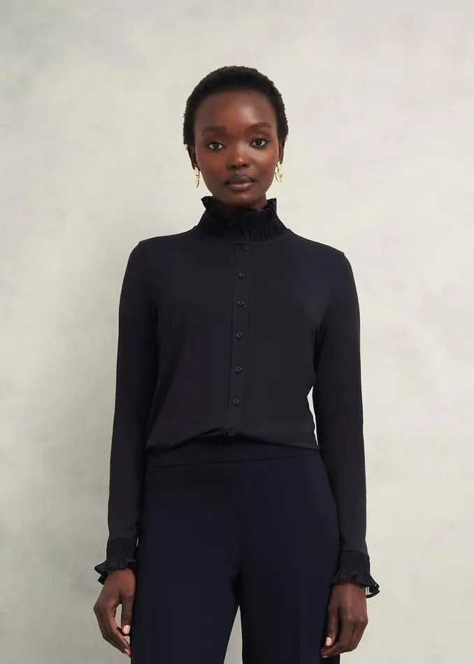 Women Sera Frill Top Hobbs Navy Hobbs Tops