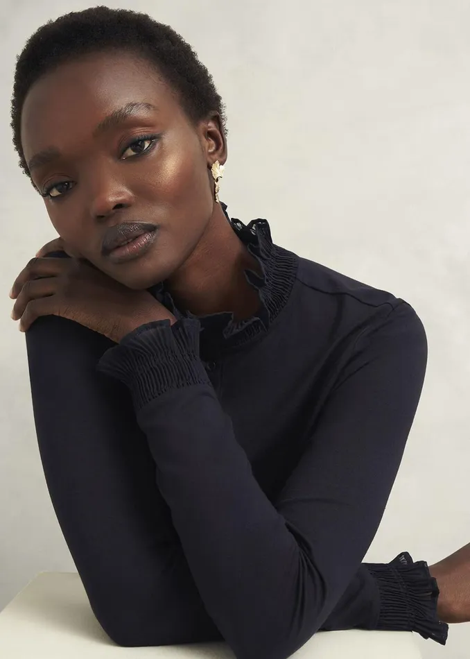 Women Sera Frill Top Hobbs Navy Hobbs Tops