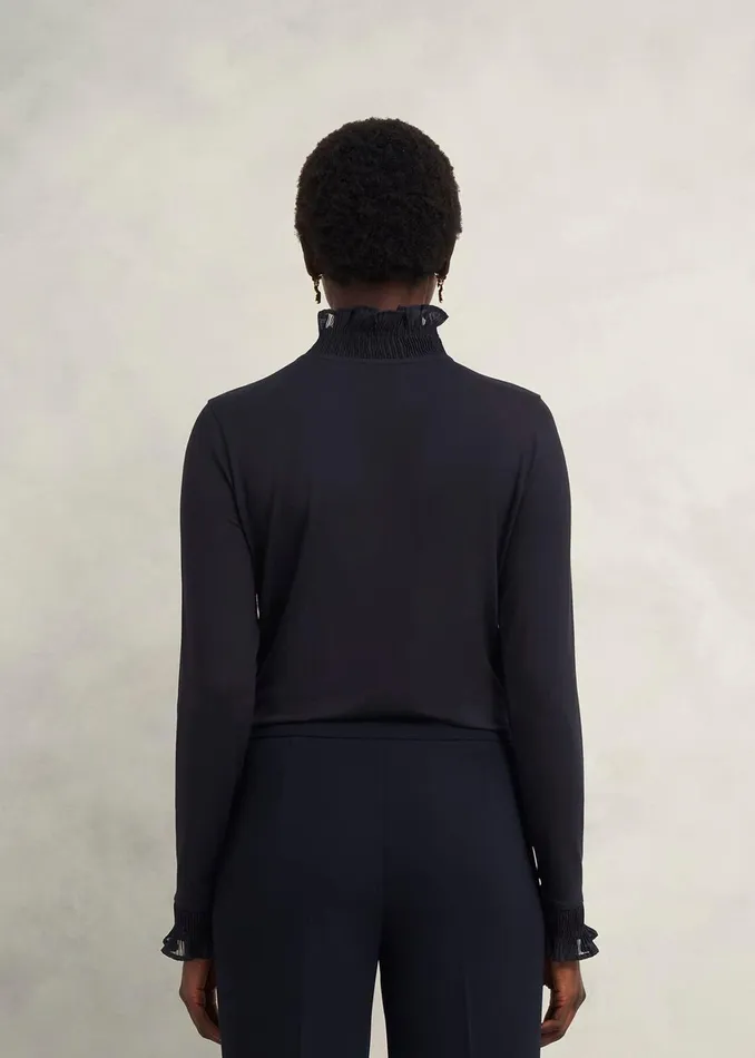 Women Sera Frill Top Hobbs Navy Hobbs Tops