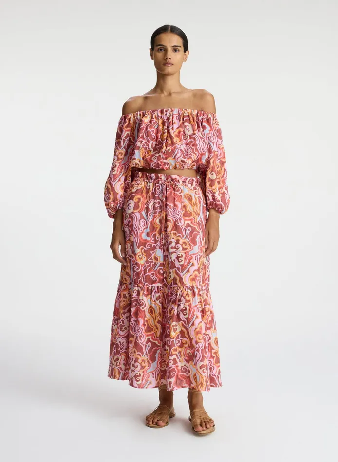 Women Sets ALC Katherine Linen Off Shoulder Top Baked Clay Multi