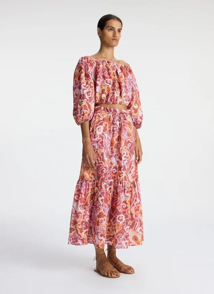 Women Sets ALC Katherine Linen Off Shoulder Top Baked Clay Multi