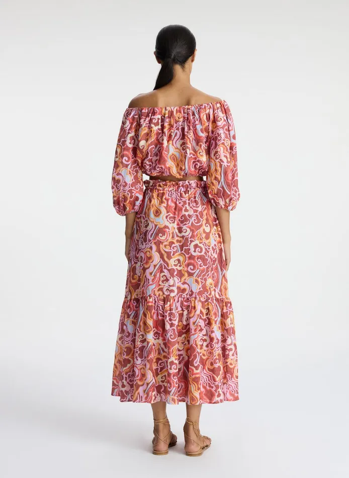 Women Sets ALC Katherine Linen Off Shoulder Top Baked Clay Multi
