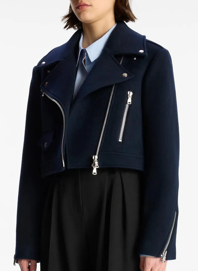 Women Sets ALC Oxford Cropped Wool Jacket Navy