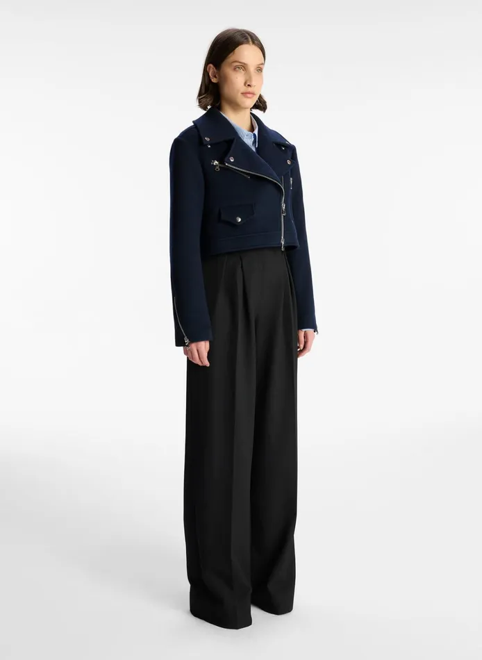 Women Sets ALC Oxford Cropped Wool Jacket Navy