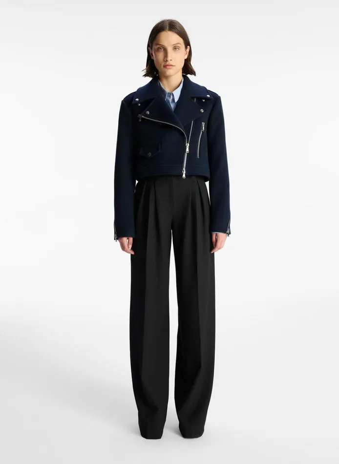 Women Sets ALC Oxford Cropped Wool Jacket Navy
