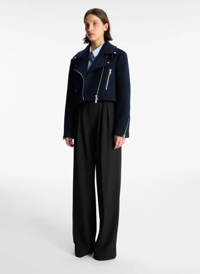 Women Sets ALC Oxford Cropped Wool Jacket Navy