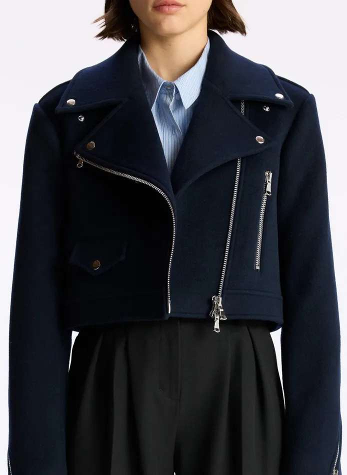 Women Sets ALC Oxford Cropped Wool Jacket Navy