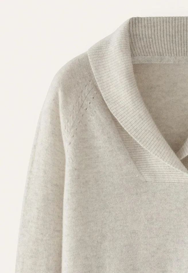 Women Shawlcollar Sweater Grey Pearl Poetry Fashion Sweaters