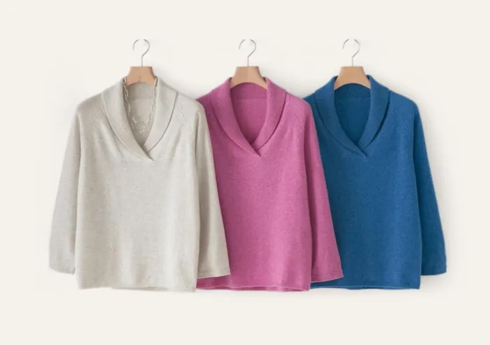 Women Shawlcollar Sweater Grey Pearl Poetry Fashion Sweaters