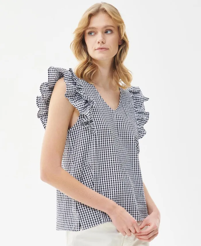 Women Shirts and Blouses Barbour Thistle Top Navy Check
