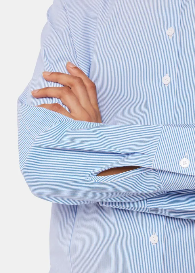 Women Shirts and Blouses Whistles Blue Stripe Grandad Collar Shirt