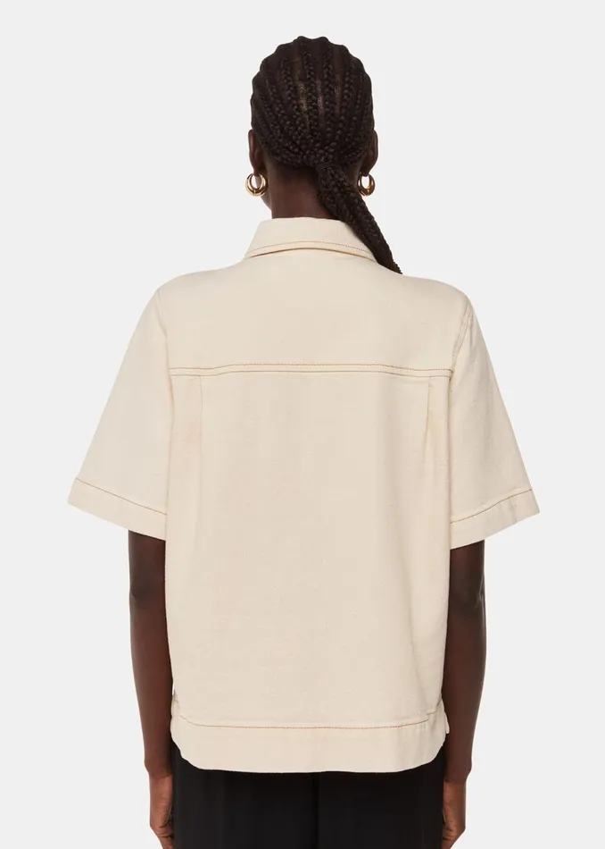 Women Shirts and Blouses Whistles Ivory Jade Short Sleeve Denim Shirt