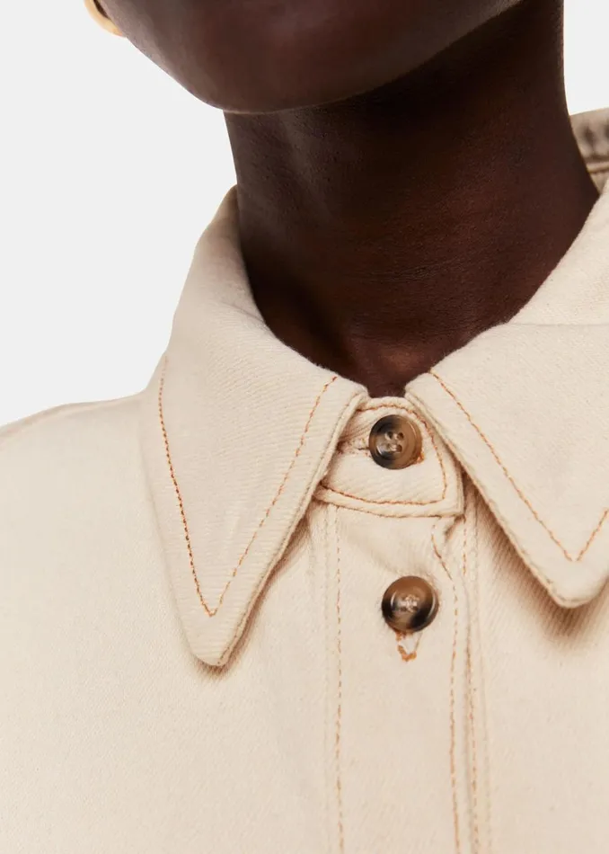 Women Shirts and Blouses Whistles Ivory Jade Short Sleeve Denim Shirt