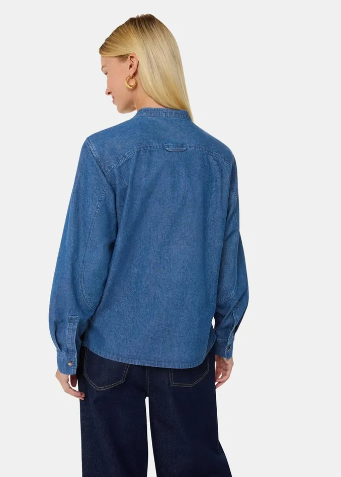 Women Shirts and Blouses Whistles Pintuck Detail Denim Shirt