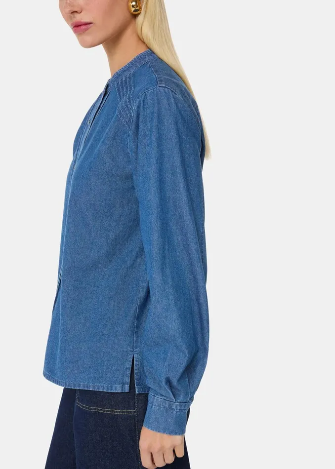 Women Shirts and Blouses Whistles Pintuck Detail Denim Shirt