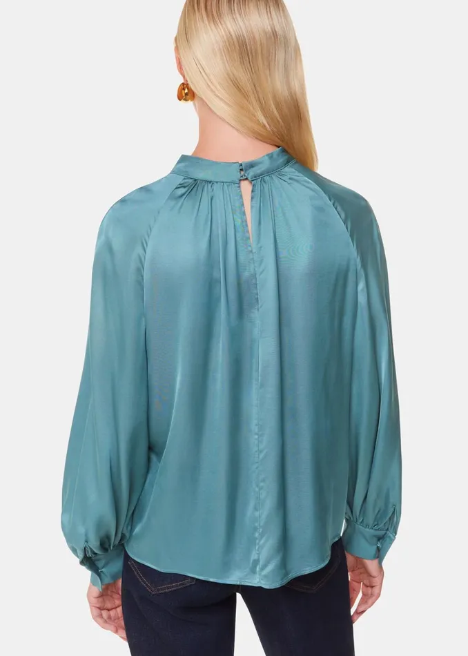 Women Shirts and Blouses Whistles Teal Lea Satin Blouse