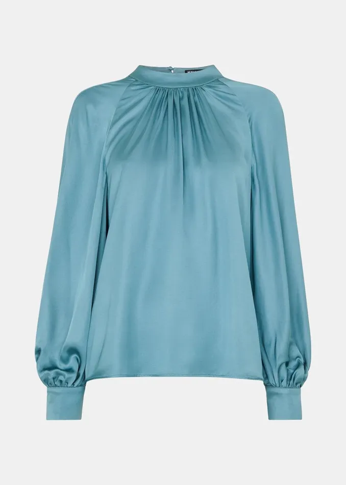 Women Shirts and Blouses Whistles Teal Lea Satin Blouse