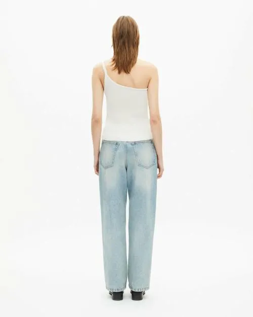 Women Shirts and Tops The Kooples Asymmetric Ecru Ribbed Tank Top Ecru